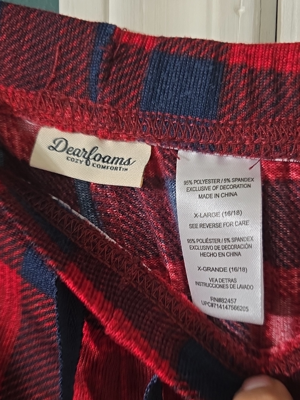 Dearfoams Mama Bear Womens Pajama Set XL Red Blue Buffalo Plaid Matching Family - Picture 10 of 10